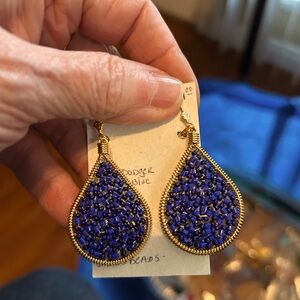 Blue glass bead earrings